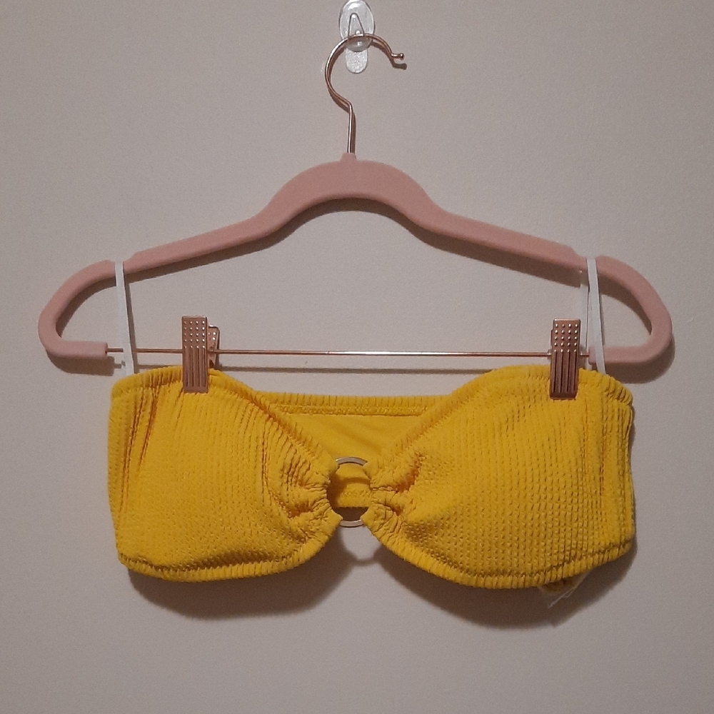 Aerie Bright Yellow Textured Bikini Top